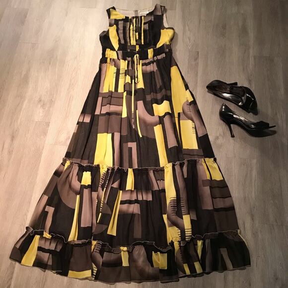 MONNARI Black & Yellow Maxi Dress Size 8 - Picture 2 of 10